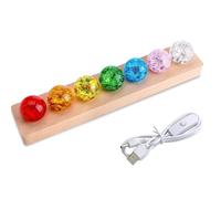 7 Colors 40mm Ice Cracked Crystal Ball, Cracked Ice Crystal Ball, Ice Cracked Balls Crystal Chakra Balls With Led Wooden Base Glass Healing Sphere Balls (1pcs)
