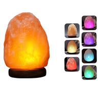 7 Colors Changing Update Mini USB LED Energy-Saving Salt Lamp Natural Amber Crystal Rock Light with Wooden Base Pink Salt Table Lamps for Office Home Deco BedroomYoga