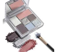 7 Colors Cool Toned Eyeshadow Palette - Matte & Glitter Shimmer Eye Shadow Makeup Kit with Mirror, High Pigmented Waterproof Mini Travel Palettes, Winter Frosty Pink Blue Mauve Taupe Shades