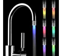 7 Colors Faucet Kitchen Tap New 7 Colors Changing Automatically LED Light Shower Head Water Kids wash Hands More Temperature Sensor Stream Tap Sprayer for Gadget Kitchen Bathroom Sinks(2PC)