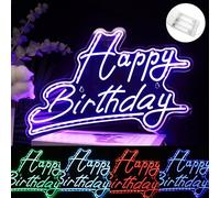 7 Colors Happy Birthday Neon Sign Battery Operated, Usb Powered Neon Signs for Wall Decor, Adjustable Brightness Happy Birthday Signs(38 x 24 CM)