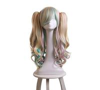 7 Colors Lolita Cosplay Wigs Multi-Color Synthetic Wig Long Curly Double Ponytail Wig Halloween Party Costume Wig+Wig Cap A3