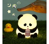 7 Colors Rechargeable Cute Panda Night Light, 3 Dimmable Nursery Nightlight with Timer, Silicone Light Cute Animal Night Lamp for Breastfeeding Toddler Baby Kids Decor, Squishy Lamps Girls Panda Gifts
