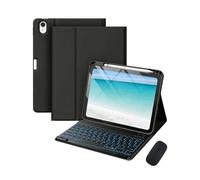 7-Colour Backlit Keyboard Case & Mouse Compatible with iPad Air 11 M2/M3/M4(Black)