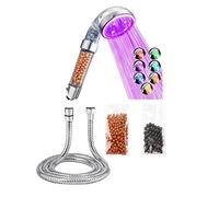 7 Colour Changing Led Shower Head Ionic Filtration Shower Hose 1.5m Extra Shower Head Beads Bio-Active Stone Mineral Ball