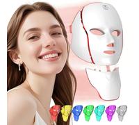 7 Colour LED Face Mask & Neck Mask, Cordless Red Light Masks, 138Leds Electric Light Mask, Portable USB Rechargeable for Anti-Ageing, Facial Rejuvenation & Hydration, Home, Yoga, Sleep Use
