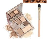 7-Colour Matte & Shimmer Eyeshadow Palette with Mirror - Highly Pigmented Waterproof Smudge-Proof Long-Lasting Neutral Palette for Versatile Everyday or Glamorous Smokey Eye Looks