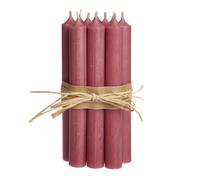 7" Coloured through dinner candles, 8 hrs burn time, non-drip, Pack of 10 - Old Pink