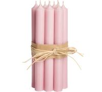 7" Coloured through dinner candles, 8 hrs burn time, non-drip, Pack of 10 - Pastel Rose