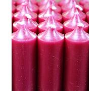 7" Coloured through dinner candles, 8 hrs burn time, non-drip, Pack of 10 - Raspberry red