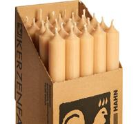 7" Coloured Through Dinner Candles, 8 hrs Burn time, Non-drip, Pack of 25 - Caramel