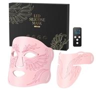 7 Colours LED Face Mask with Neck Coverage, 584 LED Light Mask with 850nm Near Infrared Light, LED Face Mask Light Therapy, 3 Brightness Modes, 10-30 Min Timer, Premium Home Facial Beauty Accessory