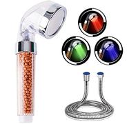 7 Colours LED Hand Shower Head with Hose, LED Shower Head, High Pressure Water Saving Sprayer and Double Filter Anti-Chlorine