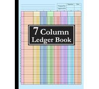 7 Column Ledger Book: Colorful Accounting Tracker Notebook for Bookkeeping, Columnar Pad 7 Columns for Small Business