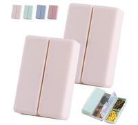 7 Compartments Portable Pill Case, Pocket Pharmacy Magnetic Design Convenient to Open and Close, Snap Shut Keeping Pills for Travel and Ideal for Home Storing Small Jewelry or Items(Beige-2PCS)