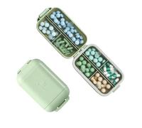 7 Compartments Travel Pill Organizer, Foldable Portable Airtight Pill Box | Weekly Medicine Pill Organizer,Travel Size Storage Containers,Waterproof Medicine Vitamin Container for Travel Camping(Green)