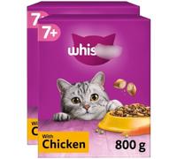 7+ Complete Dry With Chicken 800g x Pack of 2 - Senior Cat Food With Vitamin E and Taurine to Help to Support Natural Defences - Support a Healthy Heart