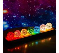 7 Core Memories Light with Ice Cracked Crystal Balls - 3D Night Lamp with 40mm Healing Sphere, 7 Chakra Stand and USB Decorative (7 Colors)