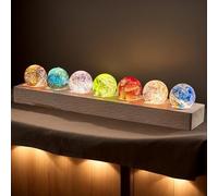 7 Core Memory Lamp,7 Core Memories Balls,3D Crystal Night Light Sleep Lamp Decorative USB Lights,Ice Cracked Balls Crystal Chakra Balls,Best Gift for Holiday (Wood Grain-Rectangular)