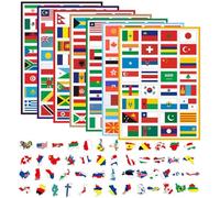 7 Country Flag Stickers, 50 Country Map Stickers, Scrapbook Flag Stickers, Water Bottle Stickers, Decorative Stickers