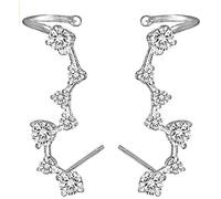 7 Crystals Ear Climber | Crawler Sterling Silver Stud Earrings for Women s Jewlary Useful