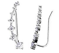 7 Crystals Ear Cuffs Hoop Climber Sterling Silver Earrings Hypoallergenic Earring