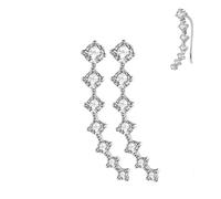 7 Crystals Ear Cuffs, Seven Star Diamond Stud Earrings, Shiny and Delicate Earrings with 7 Star Diamond 925 Silver Earring (1PAIR)