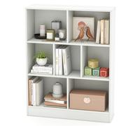 7-Cube Bookshelf 3-Tier Cubby Storage Organizer Wooden Cube Bookcase
