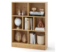 7-Cube Bookshelf 3-Tier Cubby Storage Organizer Wooden Cube Bookcase