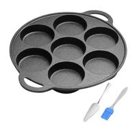 7-Cup Iron Egg Cooker Non Stick Pancake Pan with Brush for Oil | Omelet Pan Egg Frying Pan Suitable for Gas Stove & Induction Cookware