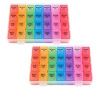 7 Day 4 Times A Day Pill Organiser, 28 Compartments High Capacity Dossett Pill Box, Portable Moisture-Proof Weekly Medication Organiser for Vitamins, Supplements & Tablets, 2PCS