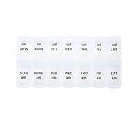 7-Day AM/PM Pill Organizer - 7 Days 2 Times A Day AM/PM Medicine Planner, Portable Pill Box | Travel Pill Case Container for Pills, Fish Oil, Supplements, 14 Separate Compartments, Food Grade