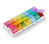 7 Day AM PM Pill Organizer - with Push Button Assisted Open a Daily Travel Pill Box Case Planner and Large Compartments for Medication Vitamins Fish Oil & Supplements, BPA Free