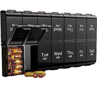 7 Day Extra Large Pill Organizer 2 Times a Day, Weekly Pill Box Twice a Day, XL AM PM Pill Case, Oversized Daily Medicine Organizer for Vitamin, Big Pill Container (Black)