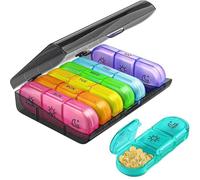 7 Day French Weekly Pill Box,21-Grid Morning, noon and Evening Convenient Leather Bag Medicine Box for a Week, Plastic Sealed Storage Medicine Box for pillsDaily Pill