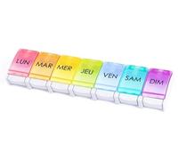 7 Day French Weekly Pill Box - Pocket Pill Box Large Capacity - Medicine Box / Weekday Storage Box Rainbow - Portable Pill Box Ideal for Travel - Medicine Box BPA Free