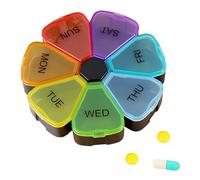 7 Day Large Capacity Pill Box Organiser Weekly Pill Holder with Easy Opening Push Button, Flower Shape Portable Compartments Pill Boxes 7 Day 1 Times a Day for Vitamins, Supplements & Medicine