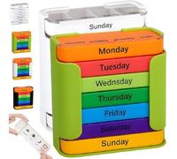 7-Day Medication Organizer for Effortless Health Management,Large Pill Box 7 Day 4 Times a Day,Stackable Pill Box Organiser,Weekly Medicine Storage Box (White+Green)
