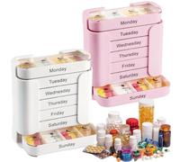 7-Day Medication Organizer for Effortless Health Management, Waterproof Stackable Large Pill Box 7 Day 4 Times a Day, Weekly Medicine Storage Box (2pcs-a)