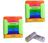 7-Day Medication Organizer for Effortless Health Management, Weekly Pill Organizer with 4 Times Daily Compartments, Medicine Box for Home Office Travel (Verde,2PCS)
