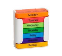 7-Day Medication Organizer, Weekly Pill Organizer, Portable Food-Grade Medicine Box Square, Convenient 28-Grid Drawer Medicine Box Home Travel Storage Case for Medication, Supplements (White/Color)