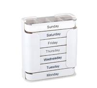 7-Day Medication Organizer, Weekly Pill Organizer, Portable Food-Grade Medicine Box Square, Convenient 28-Grid Drawer Medicine Box Home Travel Storage Case for Medication, Supplements (White)