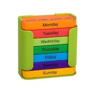 7-Day Medication Organizer, Weekly Pill Organizer, Portable Food-Grade Medicine Box Square, Convenient 28-Grid Drawer Medicine Box Home Travel Storage Case for Medication, Supplements (Green/Color)