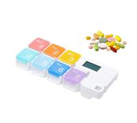 7 Day Medicine Box - ABS PP Tablet Box 17.3x7.5x2.5cm with 4 Alarm Reminders | Large Screen, 7 Compartments, , Dustproof for Travel, Daily Life