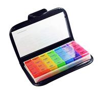 7 Day Multi-Colour 28 Compartments Leather Pill Box with Tray