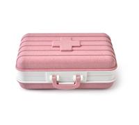 7 Day Pill Box. 6 compartments for Organization Made of Wheat Straw & PP Material and Easily Portable and Well Sealed for Home Travel (Pink)