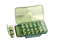 7-Day Pill Box, Drug Packaging, Portable Drug Classification and Storage (21 grids-Green)