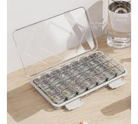 7-Day Pill Box, Drug Packaging, Portable Drug Classification and Storage (28 grids-Transparent)