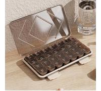 7-Day Pill Box, Drug Packaging, Portable Drug Classification and Storage (28 grids-Transparent Brown)