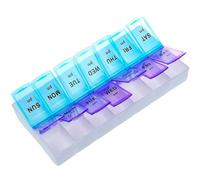 7 Day Pill Box Medicine Tablet Dispenser, AM/PM Organizer, Weekly Storage Case, Food Grade Material, Transparent/Rainbow Colour